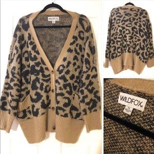 Wildfox Leopard Print Wool Cardigan